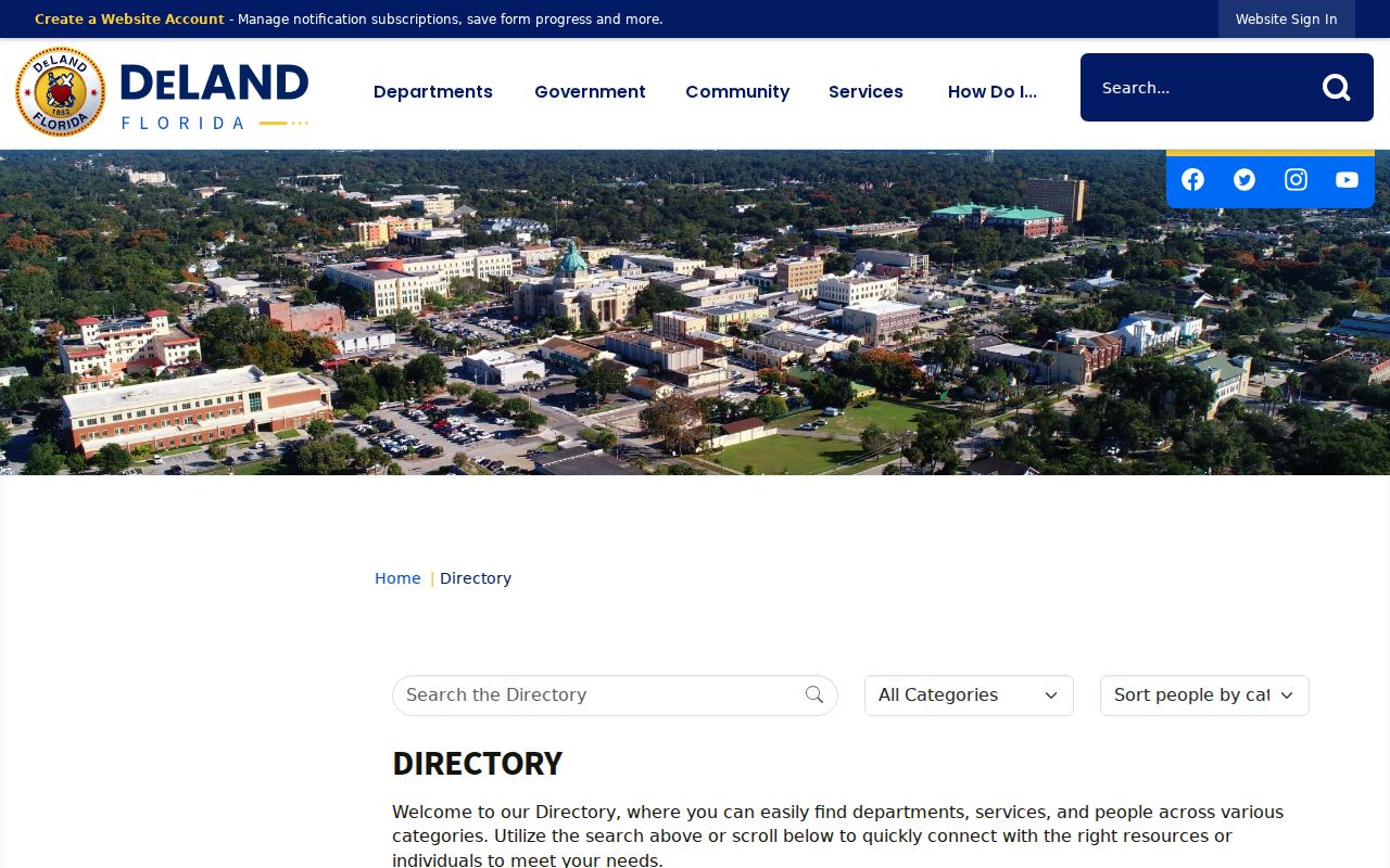 DeLand city directory official staff and department listing
