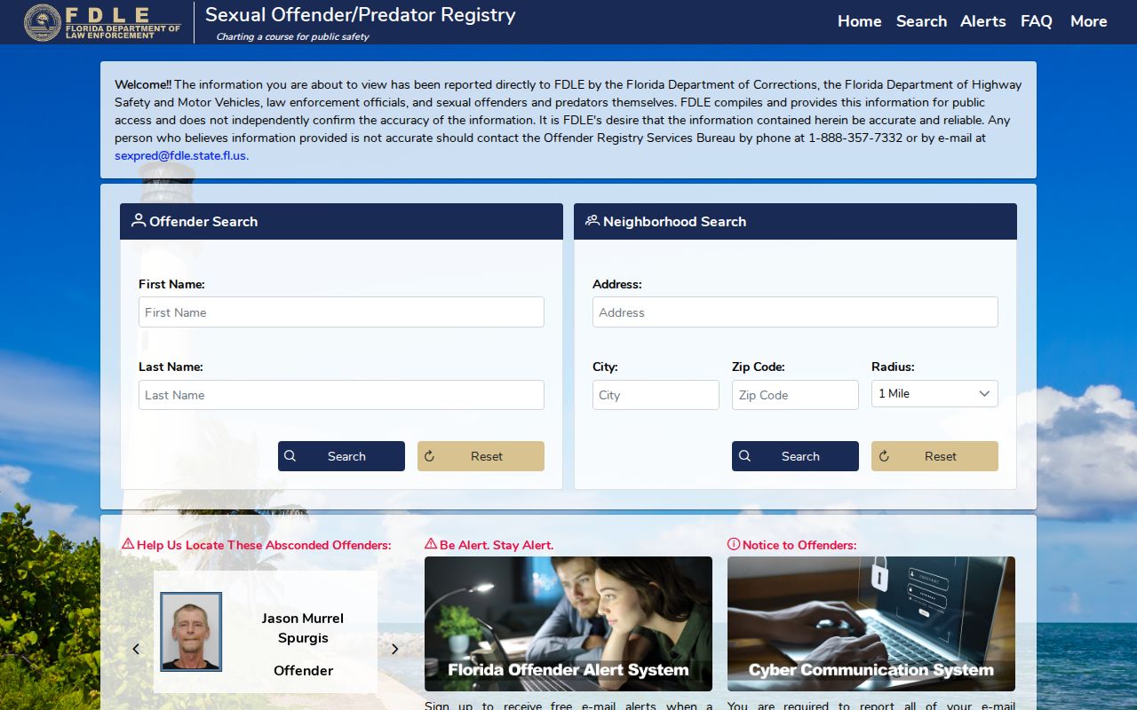 FDLE geographic registry search for DeLand neighbors safety awareness