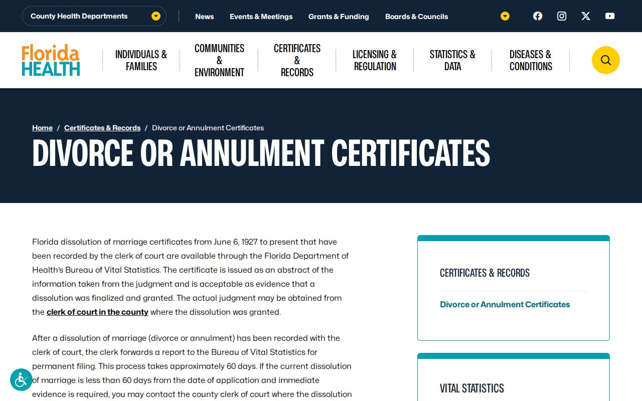 Florida divorce records service for resolving DeLand previous residents names