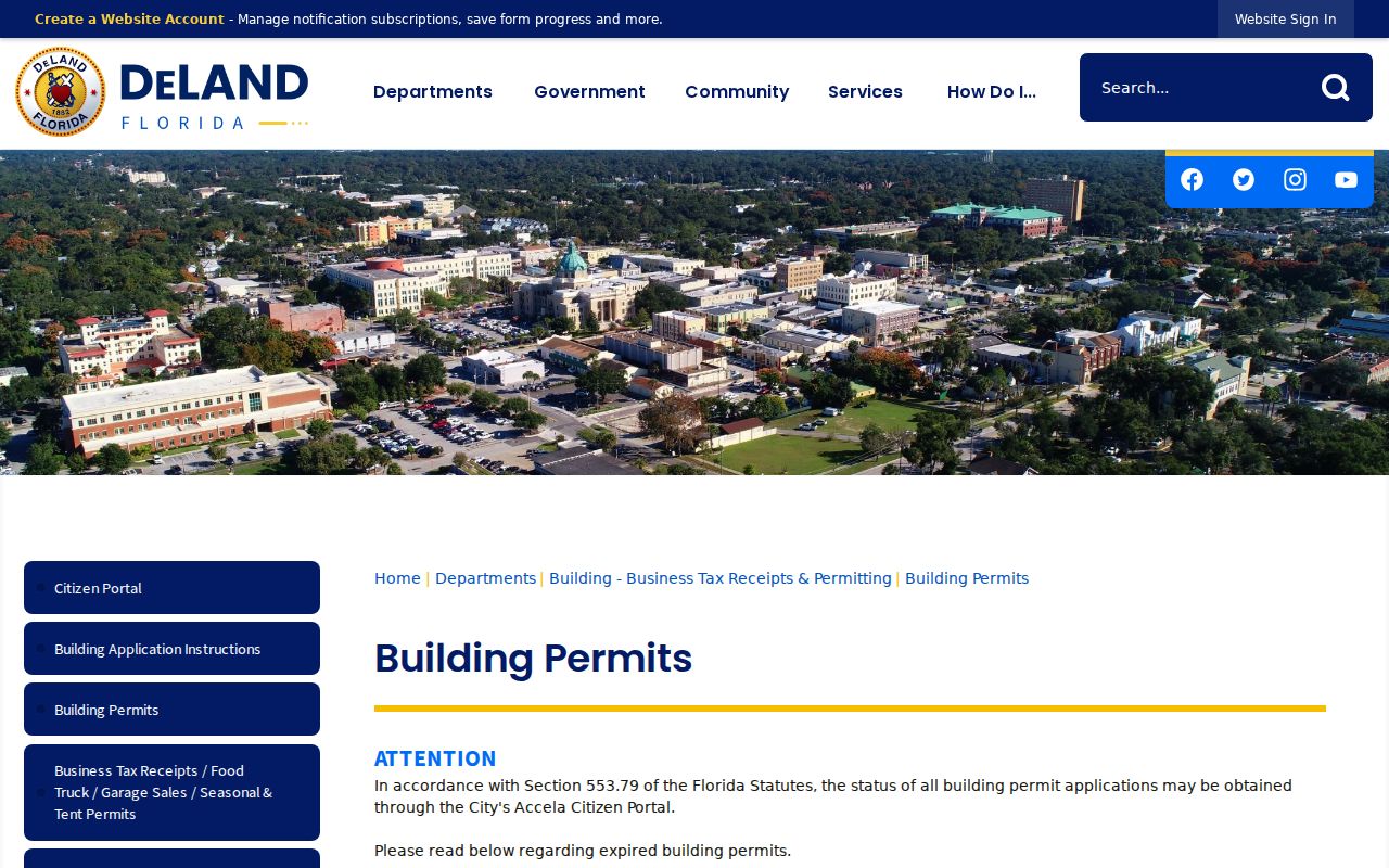 DeLand street directory building permit information