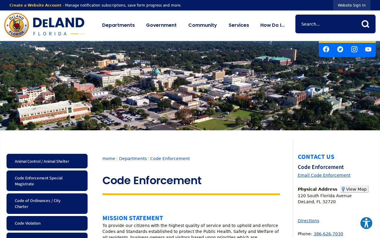 DeLand street directory code enforcement page