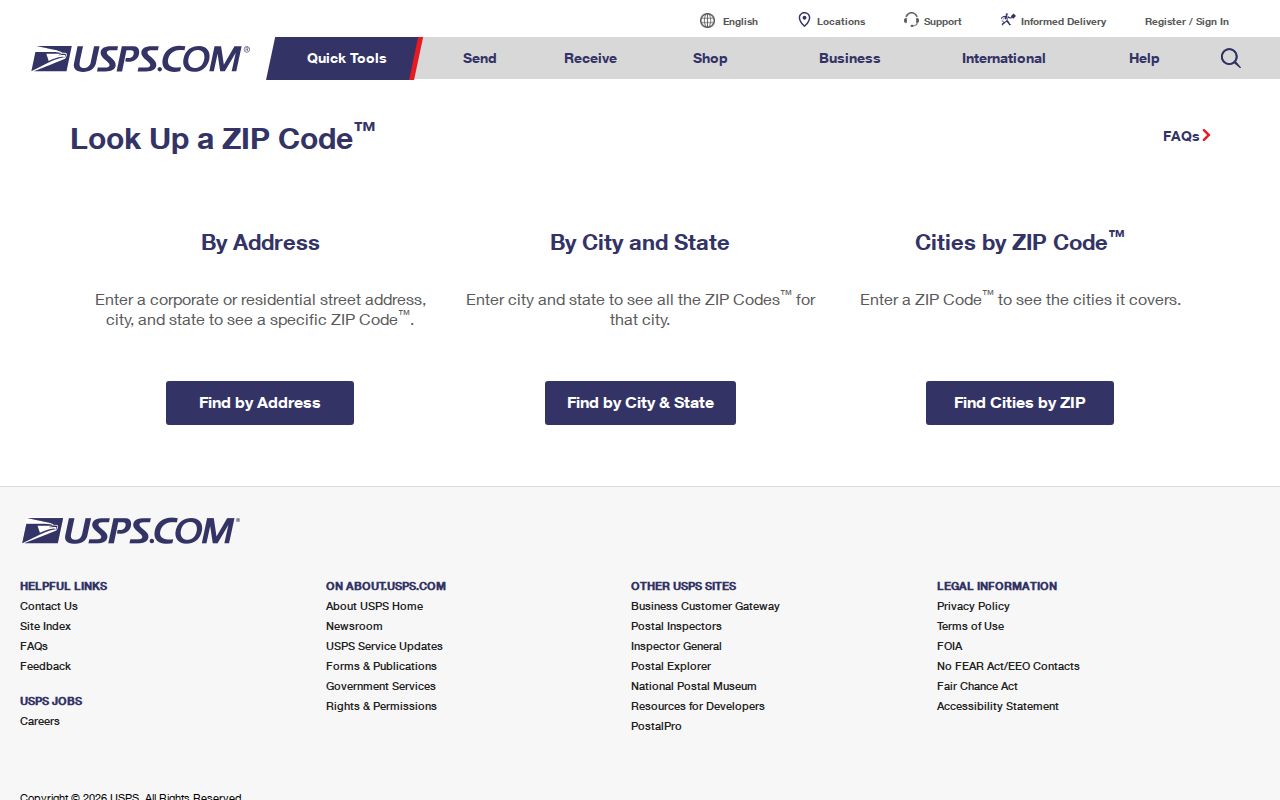 DeLand ZIP code lookup screen for USPS address verification